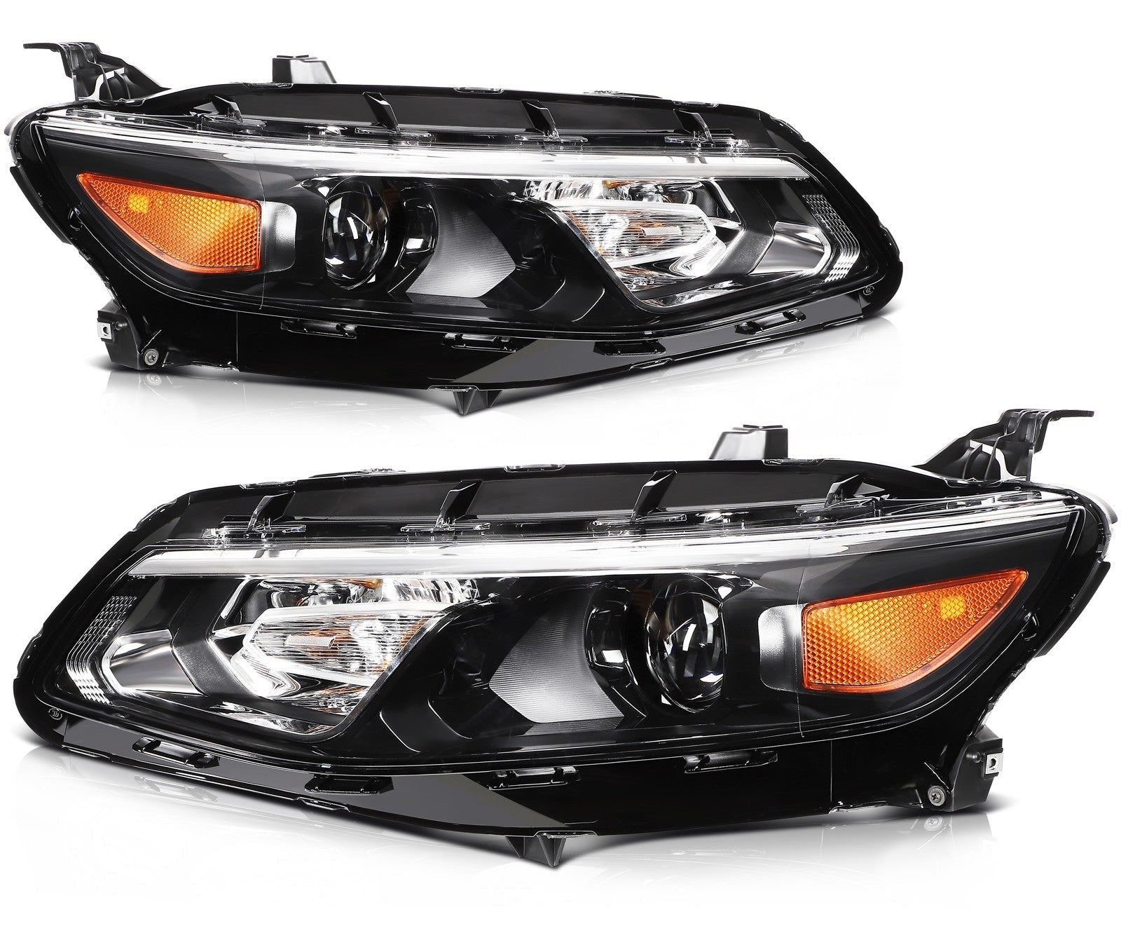 ECCPP Headlights Assembly For Chevrolet Malibu 2016-2018 Pair Kit Black Amber 6B93BC-57