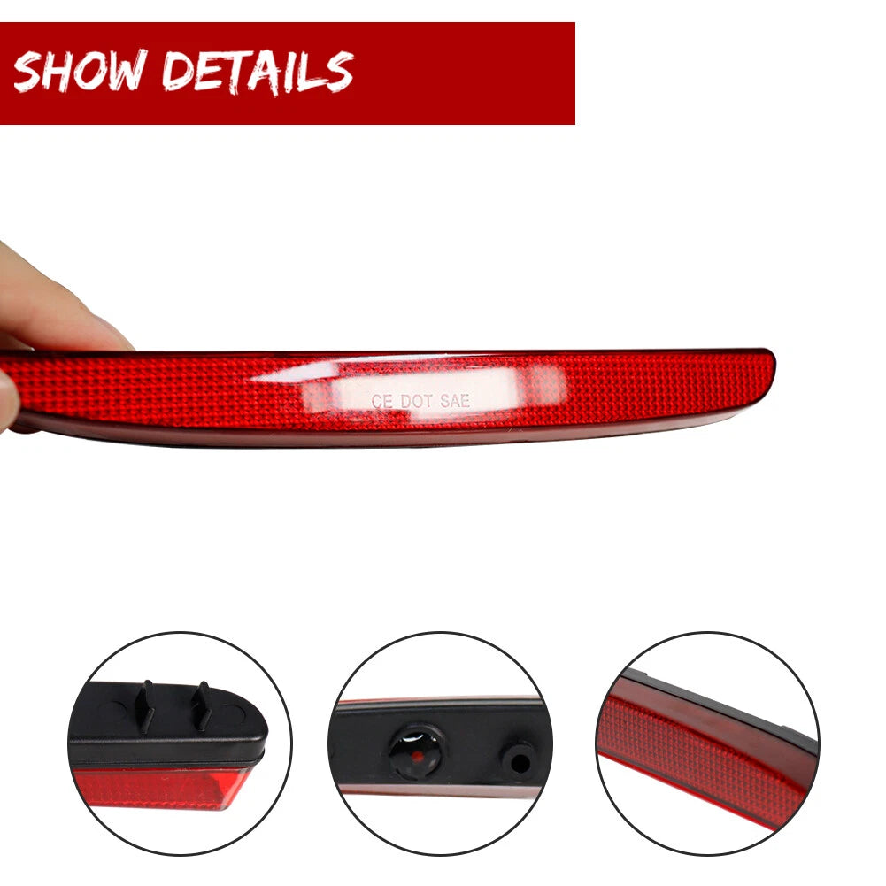 Fits Honda 2017-2021 Civic Hatchback Red Lens Rear Bumper Reflectors Assemblies 6B93BC-57