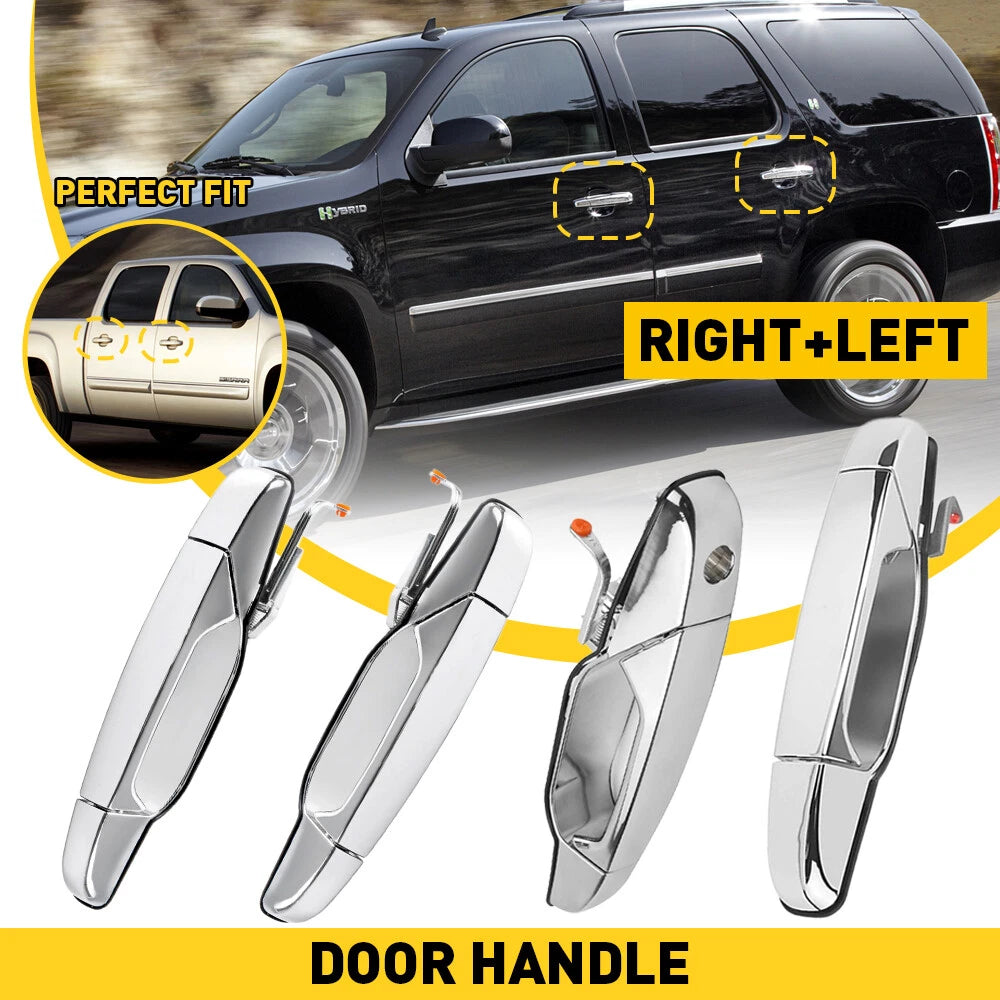 4x Chrome Door Handle For 07-13 Chevy Tahoe GMC Yukon Sierra Denali Front Rear A 6B93BC-57