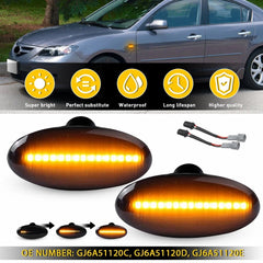 For 2004-2009 Mazda 3 LED Fender Side Marker Light Sequential Turn Signal Lamp A 6B93BC-57