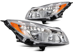 ECCPP Headlights Assembly For Buick Regal 2.0L 2.4L 2011-2013 Pair Chrome Amber 6B93BC-57