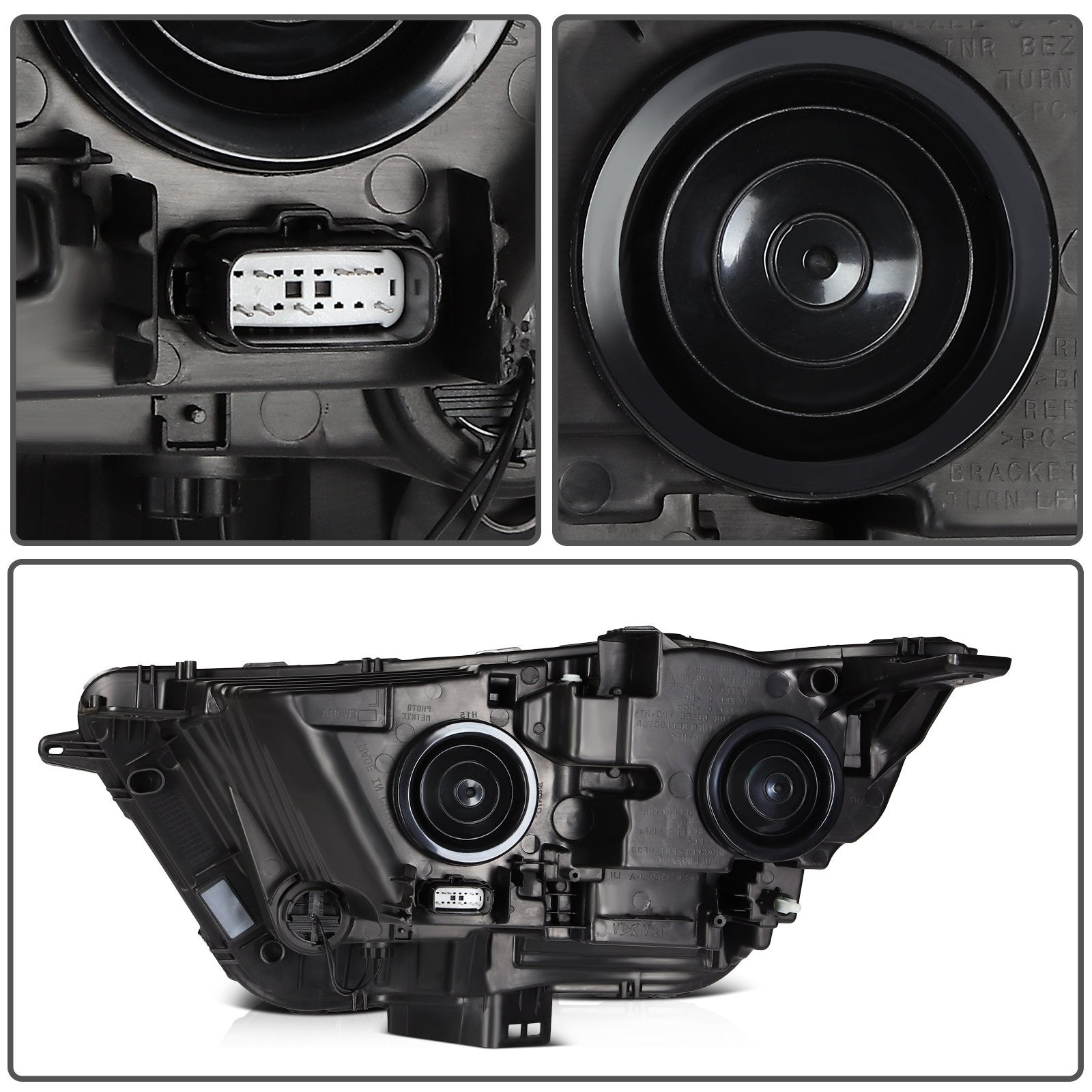 Pair Kit Halogen Headlights Assembly For 2015-2018 Ford Edge Black Amber 6B93BC-57