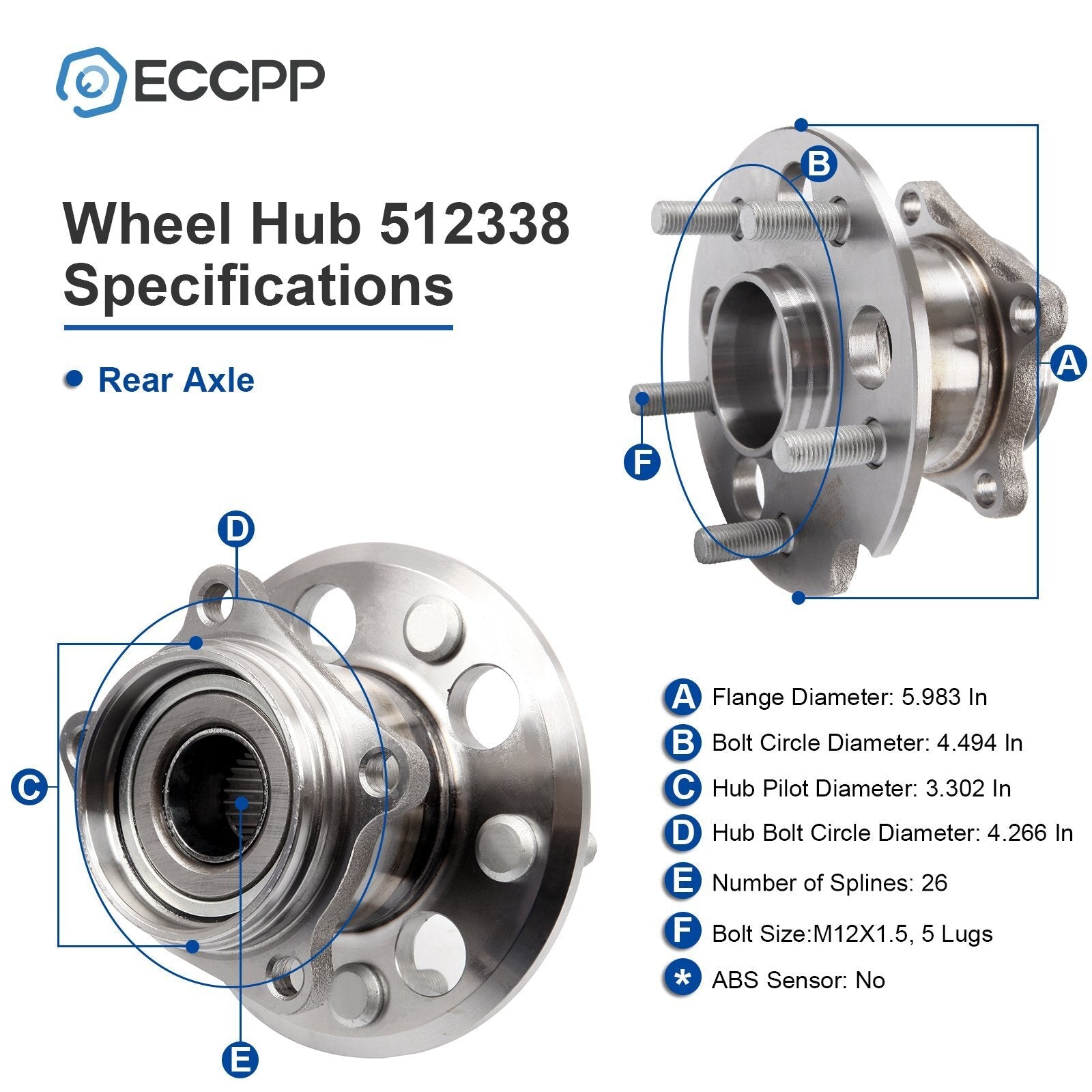 2P Wheel Hub Bearings Assembly Rear AWD For Toyota RAV4 2001 2002 2003 2004 2005 6B93BC-57