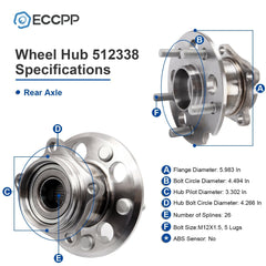 2P Wheel Hub Bearings Assembly Rear AWD For Toyota RAV4 2001 2002 2003 2004 2005 6B93BC-57