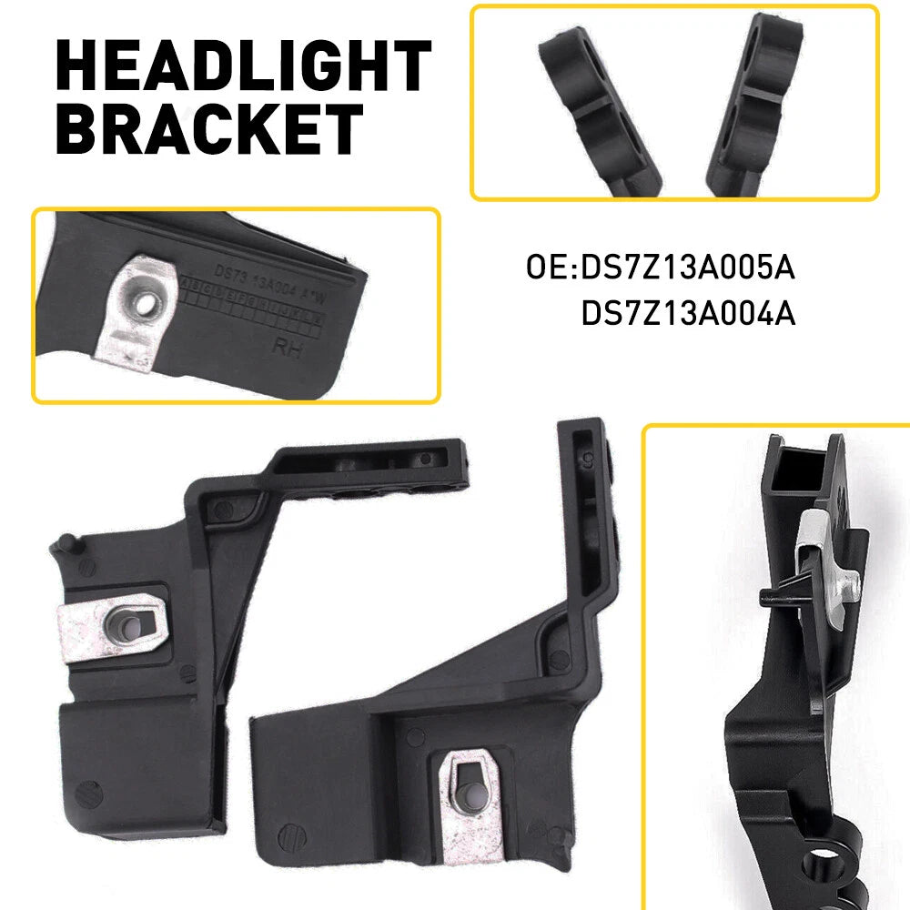 Left & Right Headlight Lamp Mount Bracket For Ford 13-16 Fusion Lincoln MKZ 6B93BC-57