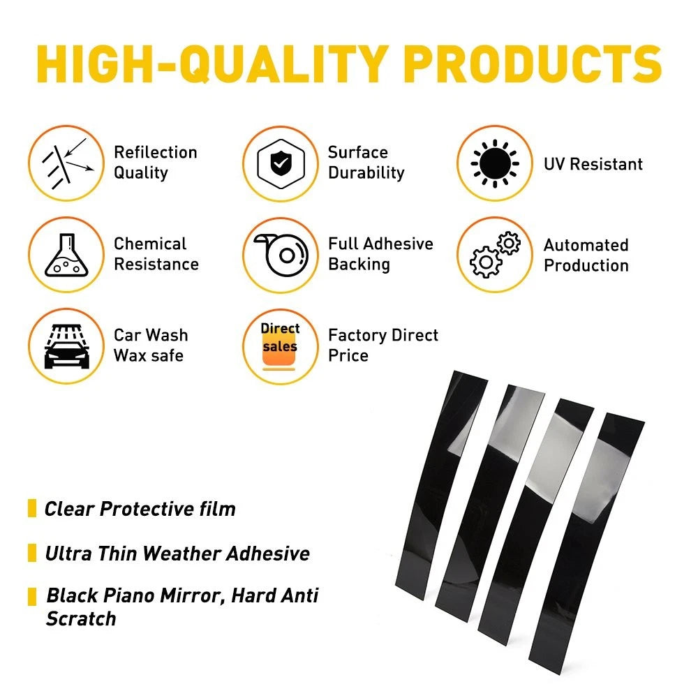 Glossy Black Pillar Post for Cadillac Escalade 07-14 Set Door Trim Cover Kit EOA 6B93BC-57