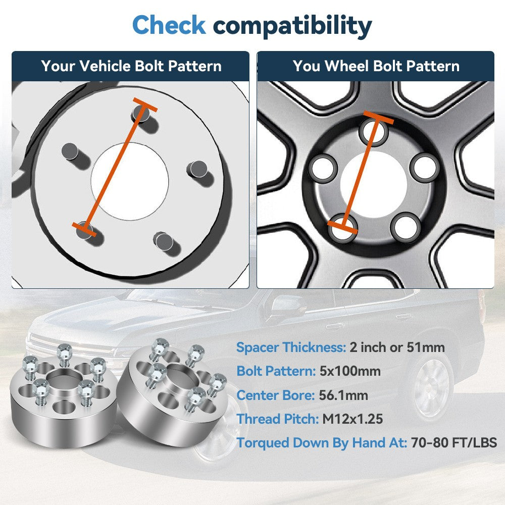 1"/ 1.5"/ 2" 5x100 Hubcentric Wheel Spacers 12x1.25 For Subaru Impreza Legacy 6B93BC-57