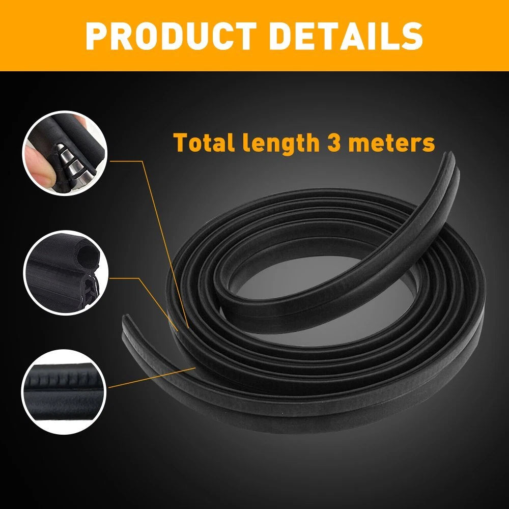 Black Rubber Seal Car Part Weather Strip Door Window Lock Trunk Hood Edge Trim A 6B93BC-57
