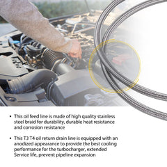 Turbo Oil Return + T3/T4/T04E Feed Line Complete Kit For Honda T3/T4 6B93BC-57