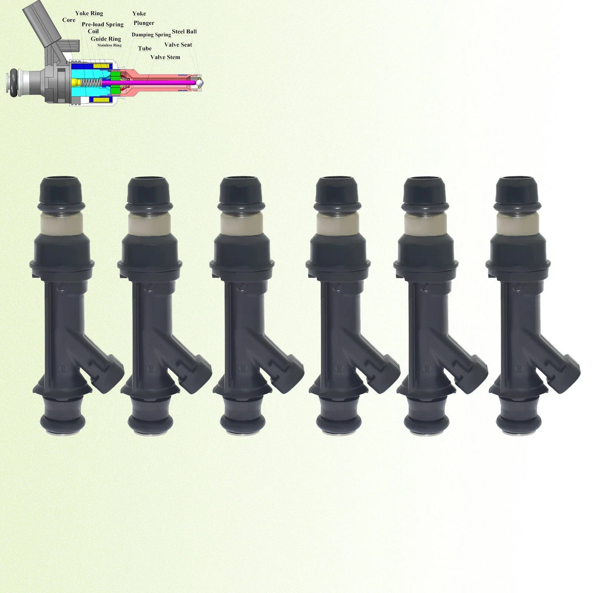6pcs Fuel Injectors For Isuzu Axiom Rodeo Trooper Honda Acura SLX V6 25166922 6B93BC-57