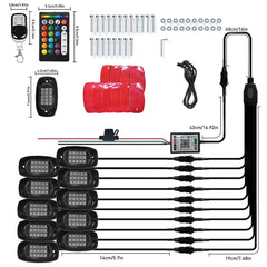For Polaris RZR XP 1000 900 10X RGB Rock LED Lights Kit Underbody Music Wireless 6B93BC-57