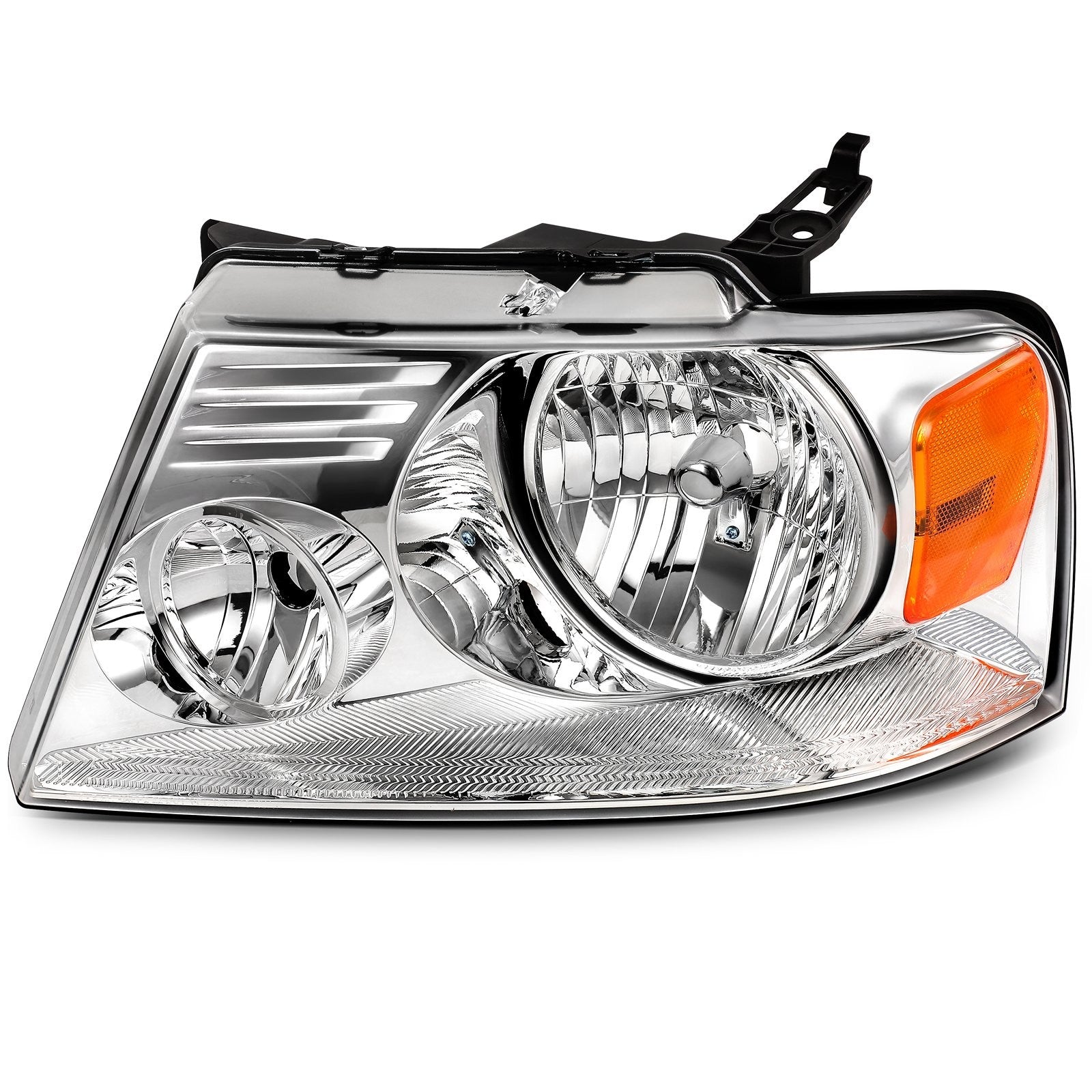 Pair Kit Halogon Headlights Assembly For 2004-2008 Ford F-150 Chrome Amber 6B93BC-57