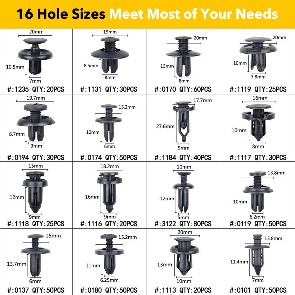 645pc Auto Fastener Mixed Car Clips Bumper Trim Fender Plastic Rivet Push Pins A 6B93BC-57