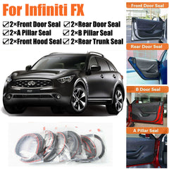 Door Rubber Seal Strips Weather Draft Wind Noise Reduction Kit For Infiniti FX