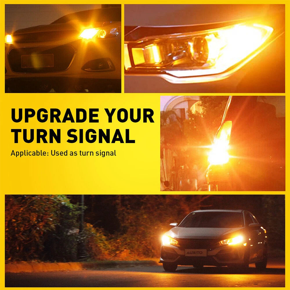 2X AUXITO 3157 LED Turn Signal Light Bulbs CANBUS Anti Hyper Flash Amber 2200K A AUXITO
