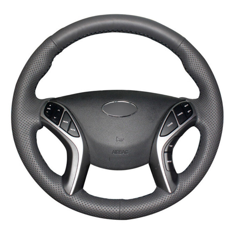 Top Leather Steering Wheel Hand-stitch on Wrap Cover For Hyundai Elantra Avante