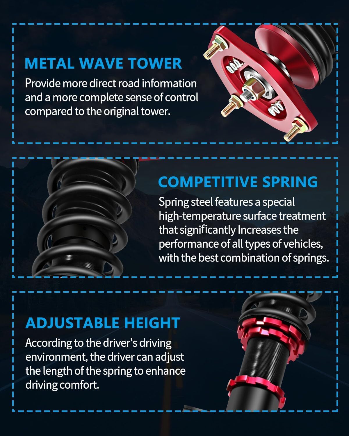 Fits 2006-2009 VW GTI/ 2003-2007 Golf MK5 Coilovers Shocks Spring Adj Height 6B93BC-57