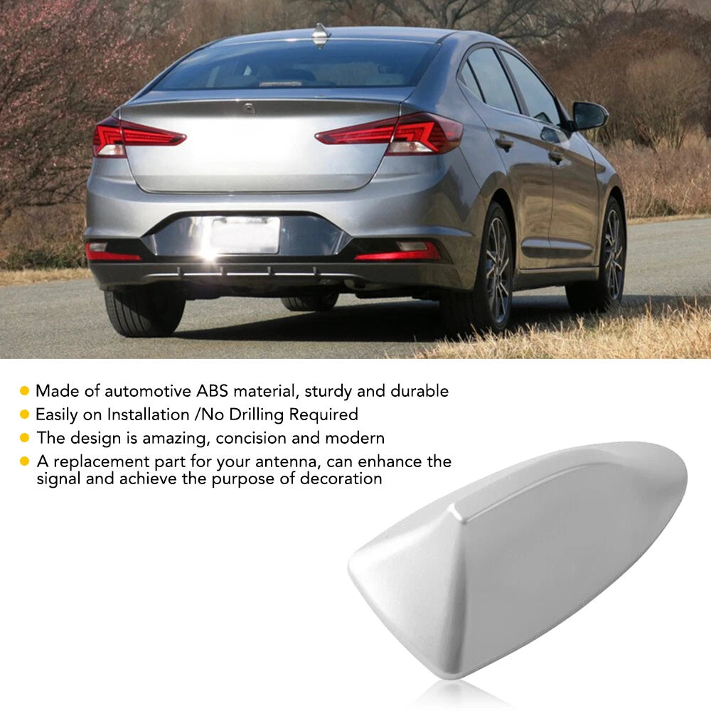 Universal Shark Fin Antenna Cover Car Trim Radio Signal AM/ FM Aerial Silver EOA 6B93BC-57