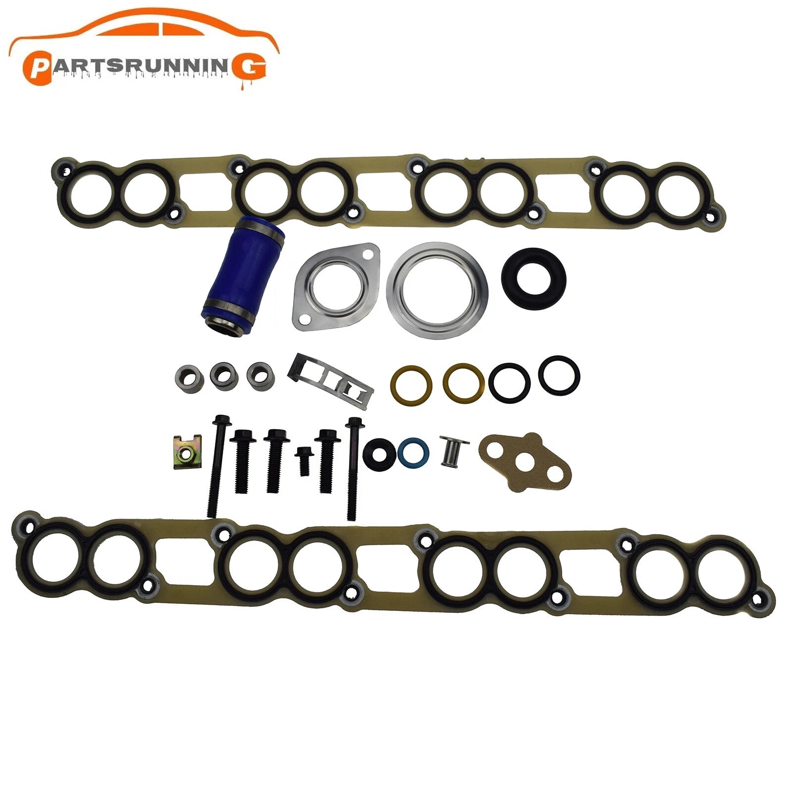 Intake Manifold Gasket Set W/Blue Hose For 2003-10 Ford Powerstroke Diesel 6.0L 6B93BC-57