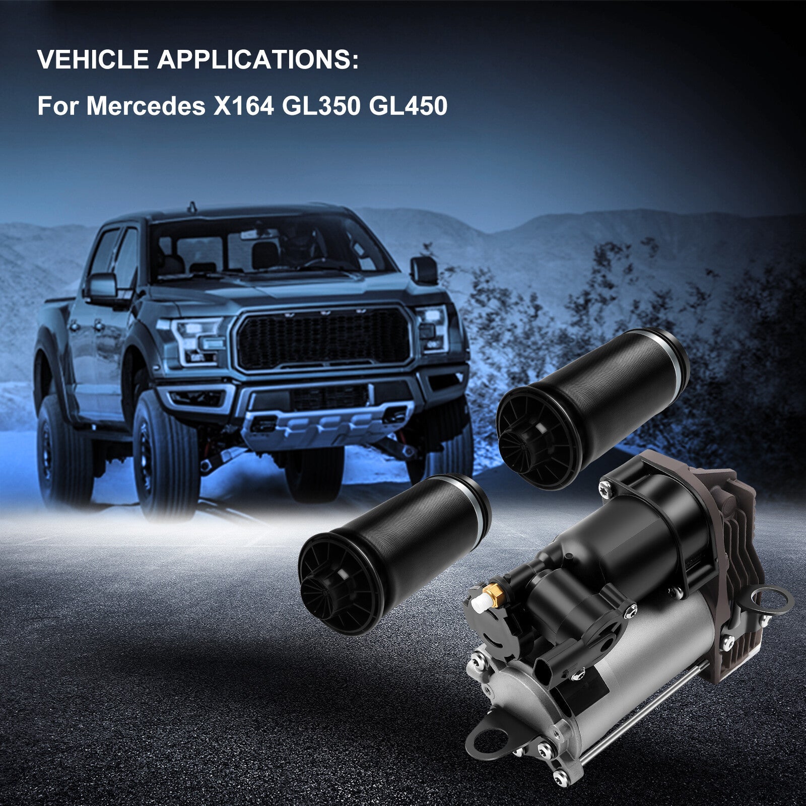 3PCS Rear Suspension Spring + Air Compressor Pump For Mercedes X164 GL350 GL450 6B93BC-57