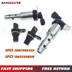 Camshaft Position Sensor & Variable Valve Timing Solenoid 4PCS For BMW N51 N52 6B93BC-57