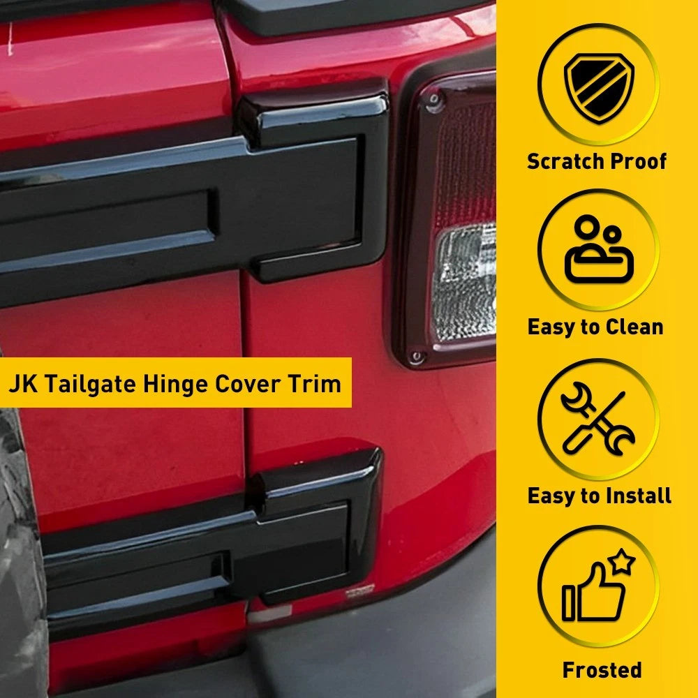Fits For 2007-2018 Jeep Wrangler JK Set of 2 Tailgate Hinge Covers Trim Black 6B93BC-57