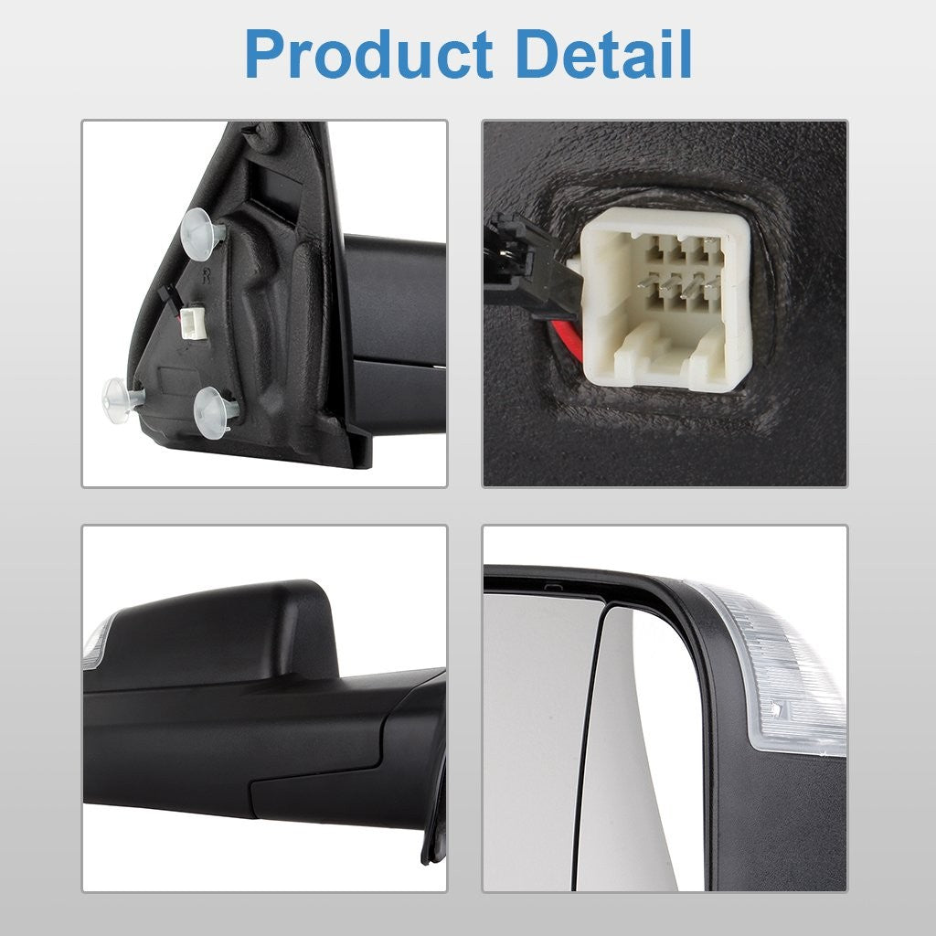 Tow Mirrors Power Heated Turn Signal For 02-08 Dodge Ram 1500 03-09 2500 3500 6B93BC-57