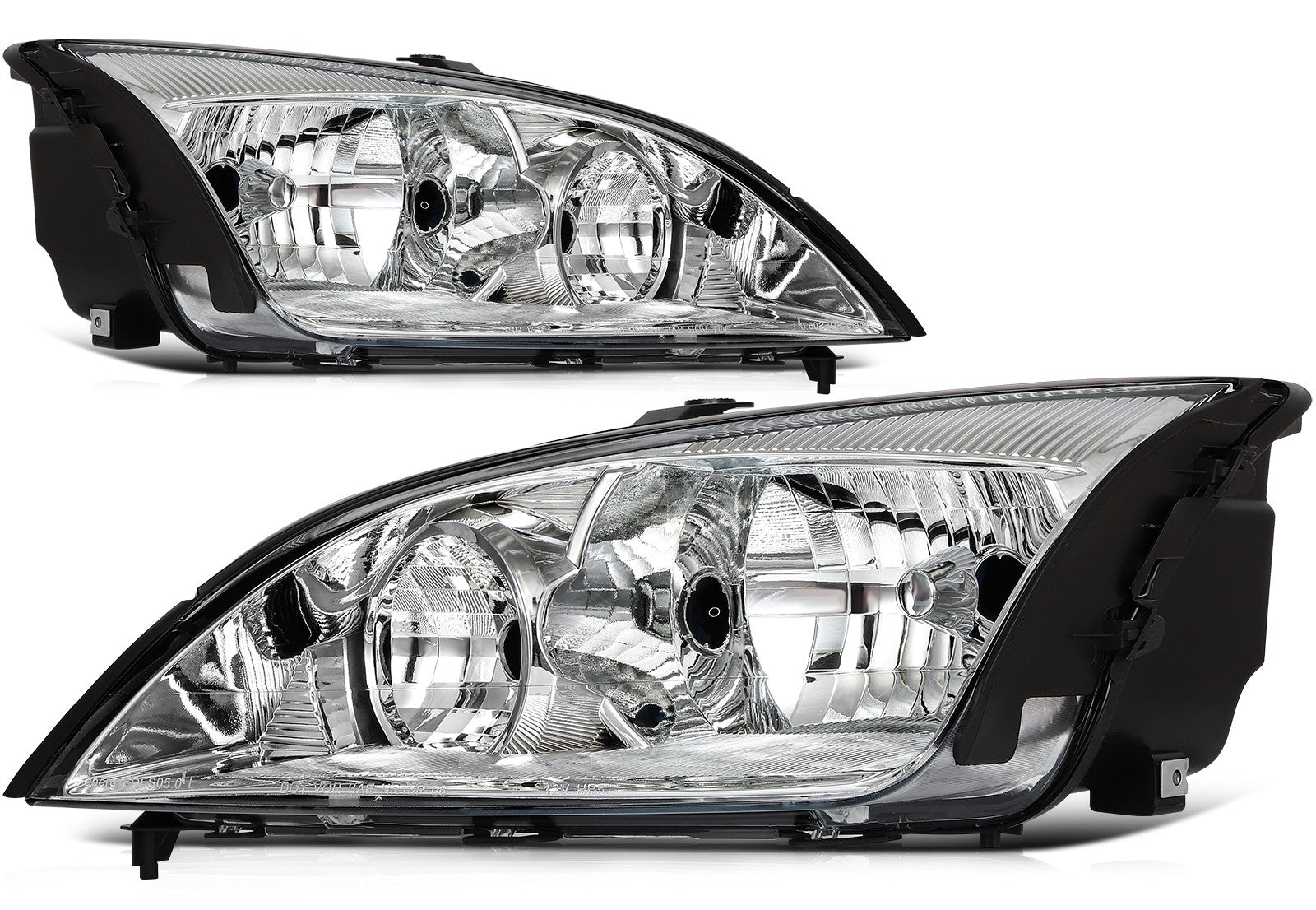 Headlights Assembly Pair For 2007-2005 Ford Focus Chrome Housing Left+Right 6B93BC-57