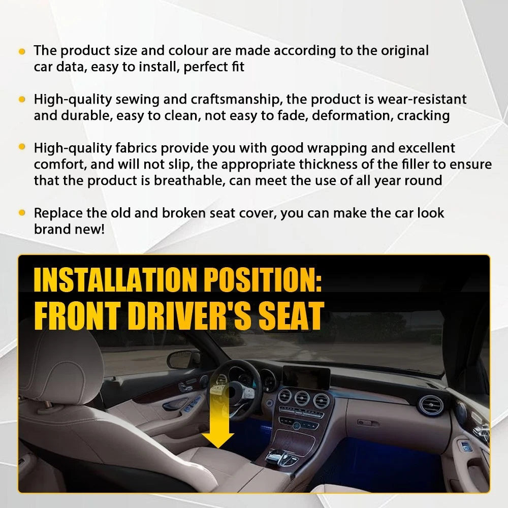 Driver Bottom Leather Seat Cover Light Tan For 2015-2021 Mercedes Benz C Class A 6B93BC-57