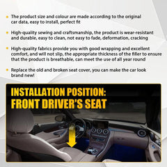 Driver Bottom Leather Seat Cover Light Tan For 2015-2021 Mercedes Benz C Class A 6B93BC-57