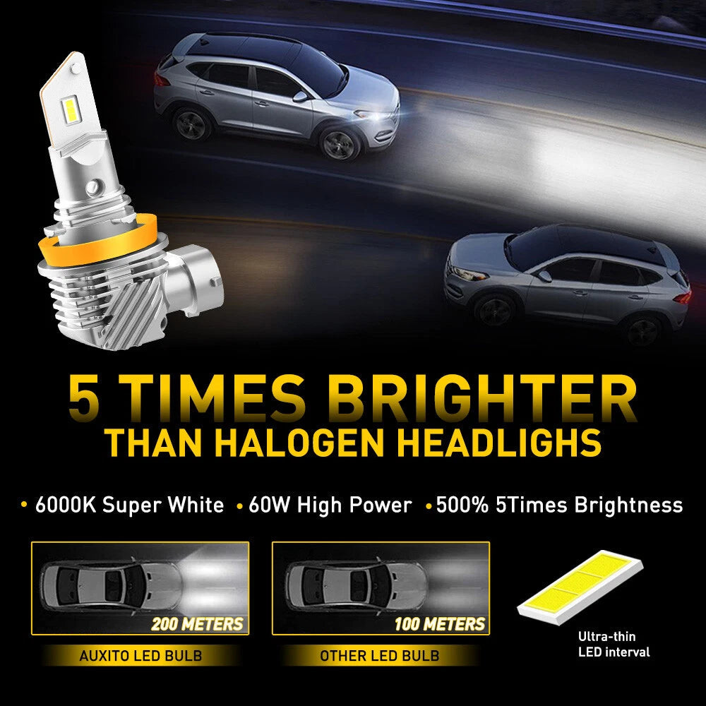 2X H11 H8 H9 LED Headlight Kit High Low Beam Bulb Super Bright White 30000LM Q10 6B93BC-57