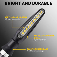 Black Universal Motorcycle 12 LED Turn Signal Blinker Indicator Amber Light 6B93BC-57