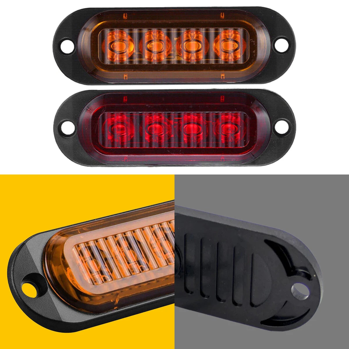 4-LED Side Marker Amber Red Lights Clearance Light Truck Trailer RV Waterproof A 6B93BC-57