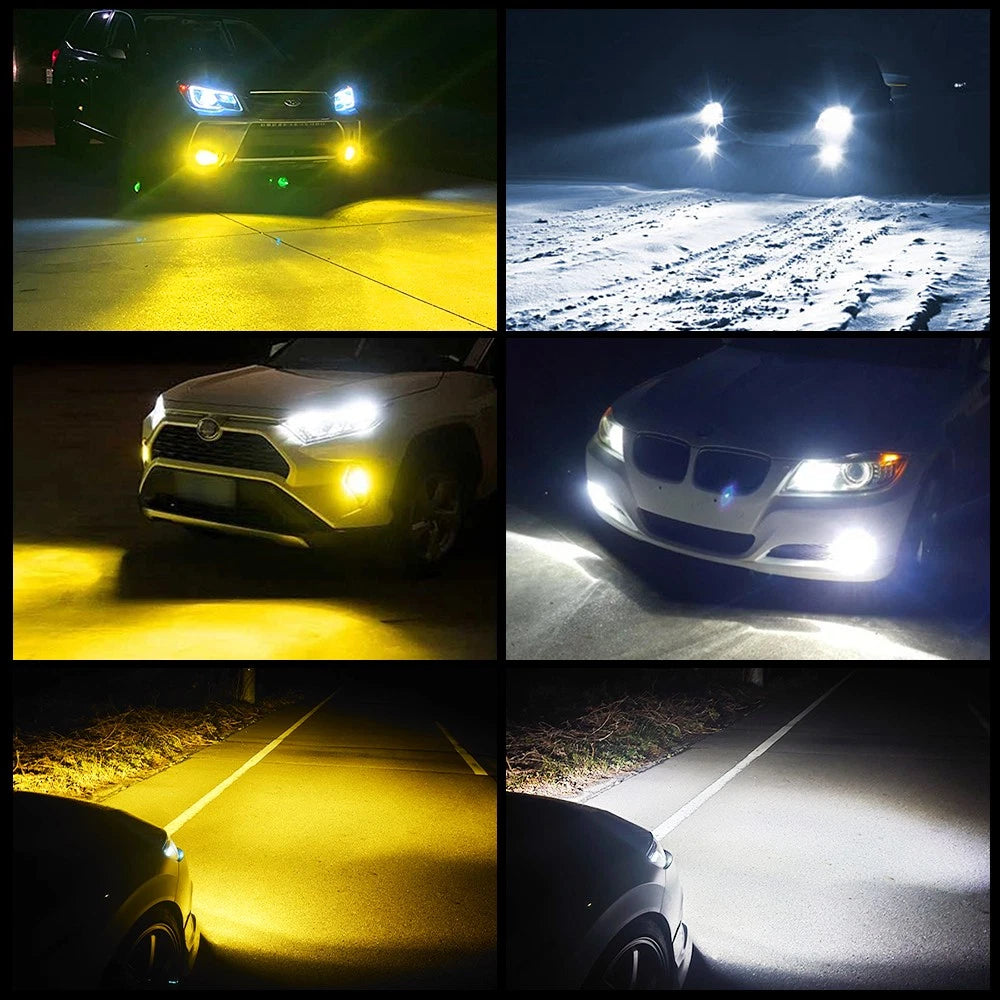 2X Dual Color H8 H11 LED Headlight Fog Light Bulbs White/Amber Driving DRL Lamp 6B93BC-57