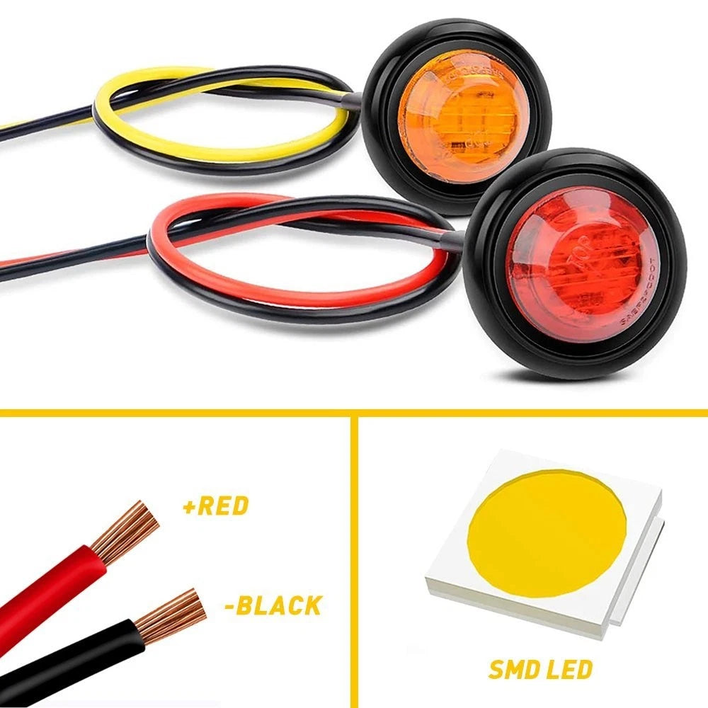 20X Red Amber LED Bullet Side Marker Light Flush Mount Truck Trailer 3/4" EOA 6B93BC-57