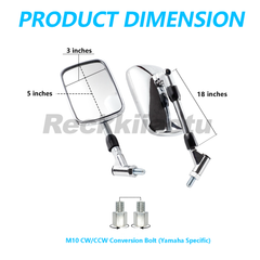 10MM Pair Motorcycle Side Mirrors for Kawasaki Vulcan 1500 1600 1700 900 800