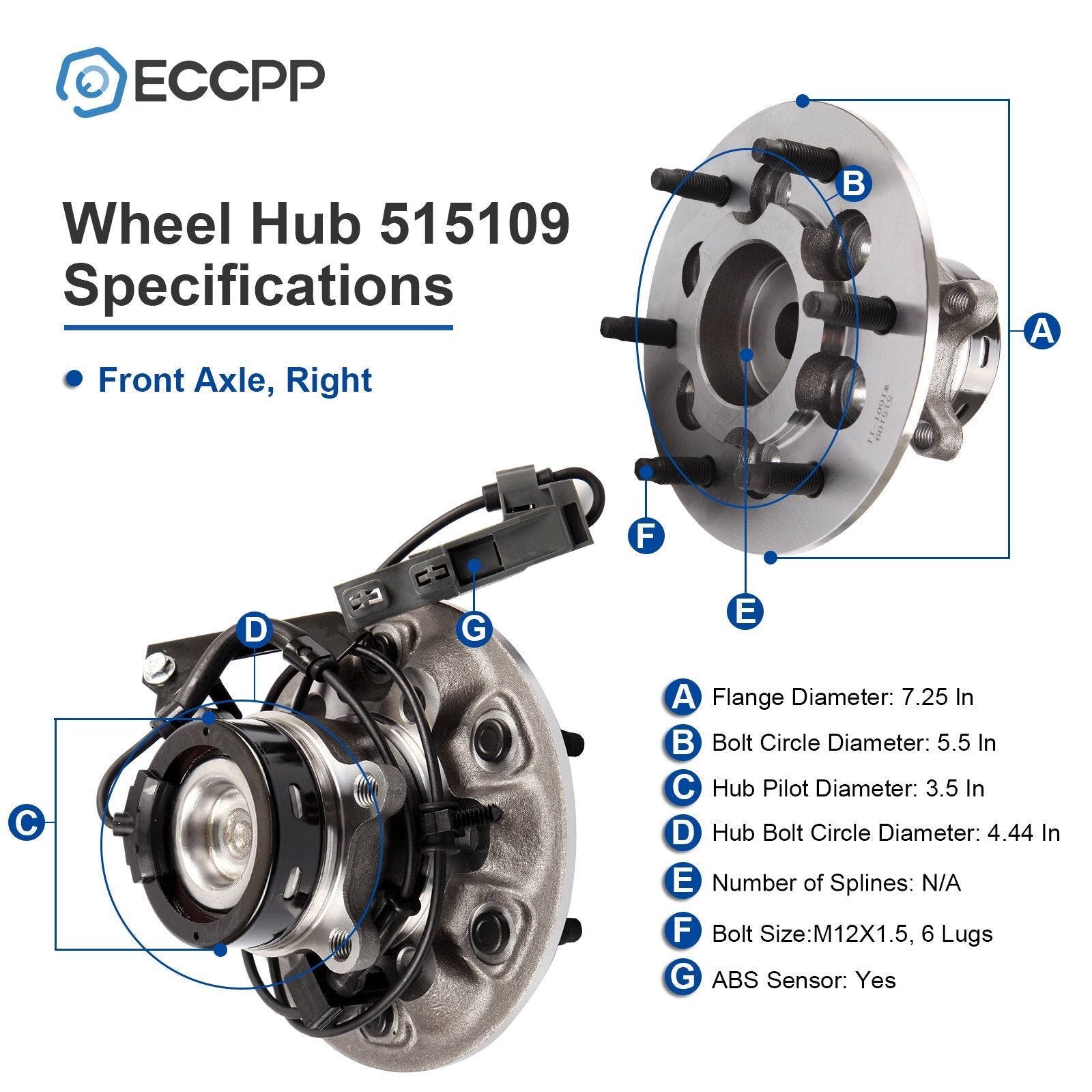 1Pc Wheel Hub Bearing Front Right 2WD For Chevy Colorado GMC Canyon Z71 Off-Road 6B93BC-57