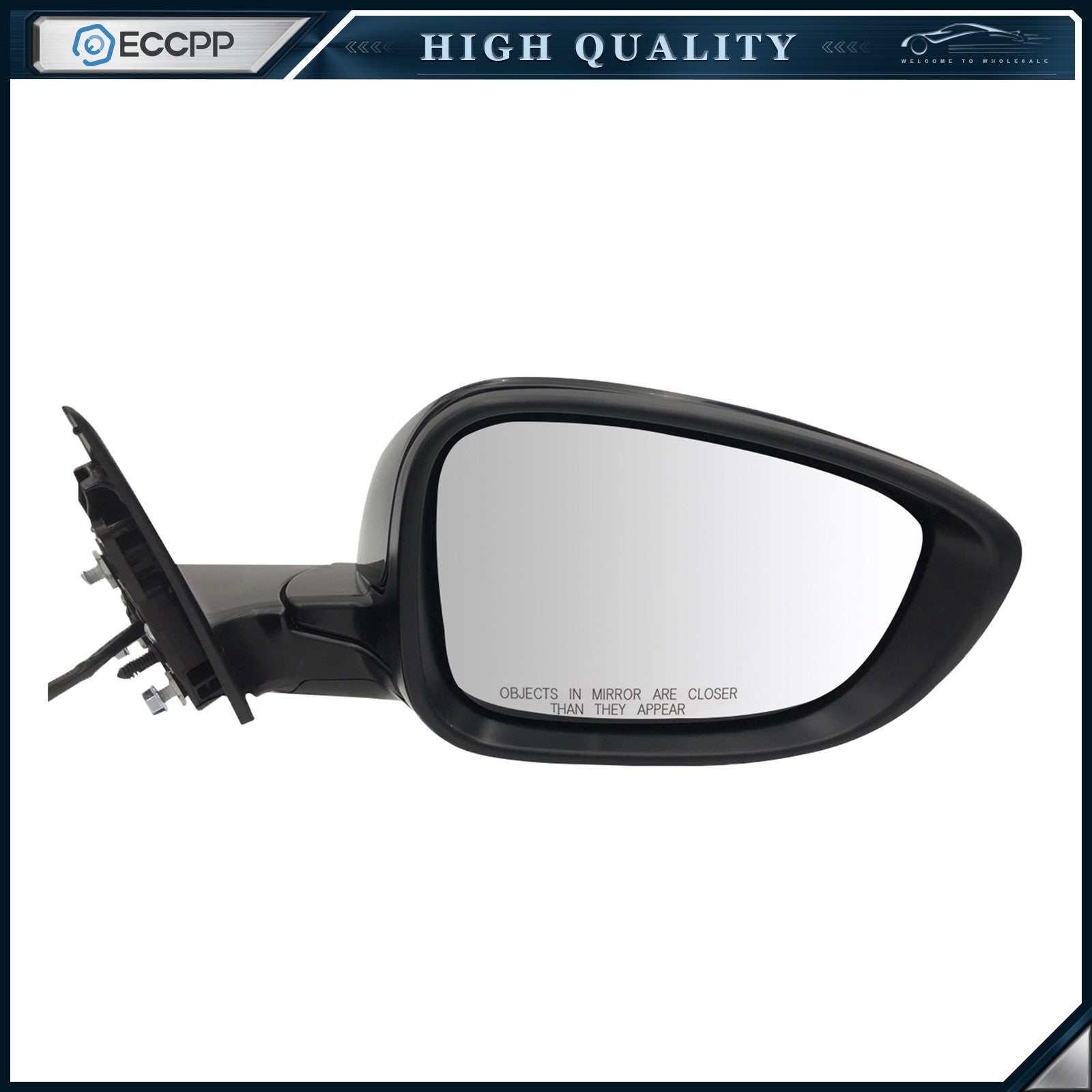 Power Mirror for Honda Accord 2018-2022 Passenger Side Black Smooth with 8-Pin 6B93BC-57