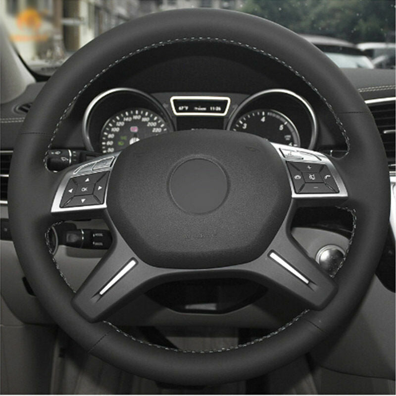 Top Leather Steering Wheel Hand-stitch on Wrap Cover For Benz GL350 ML350 6B93BC-57