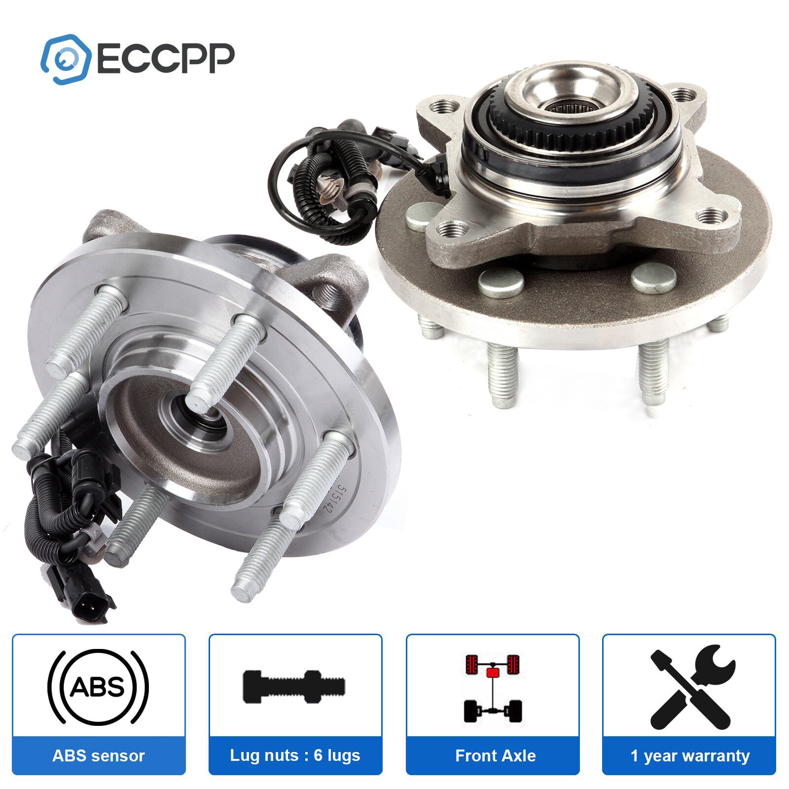 2 Pcs Wheel Hub Bearings Front 4WD For Ford F-150 Lincoln Navigator 2011-2014 6B93BC-57