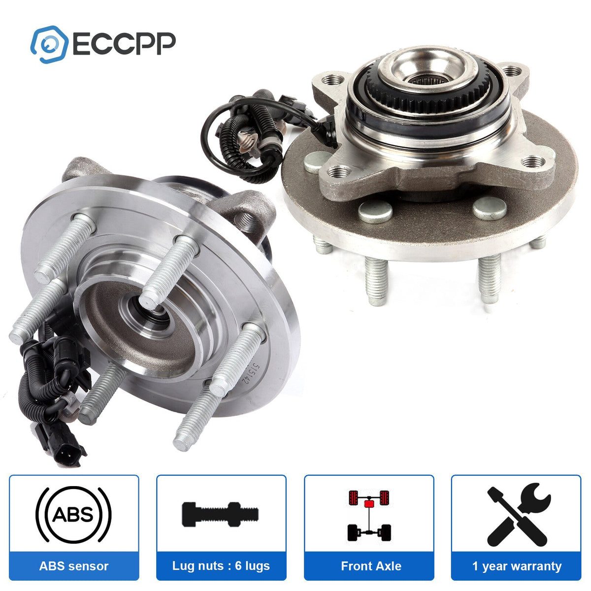 2 Pcs Wheel Hub Bearings Front 4WD For Ford F-150 Lincoln Navigator 2011-2014 6B93BC-57