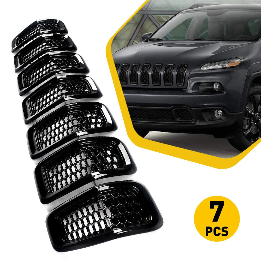 Fits 2014-2018 Jeep Cherokee Front Grille Trim Black Insert Hood Honeycomb Mesh 6B93BC-57