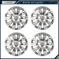 ECCPP Set of 4 Hub Caps Silver with Snap-On Retention Rings For 17 inch Tires