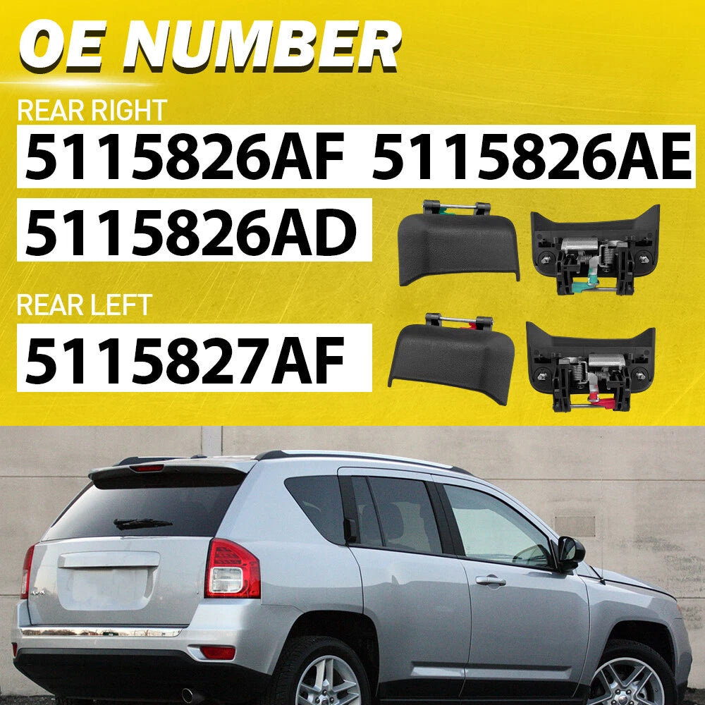 2x Exterior Door Handle Black Rear Left Right Side Fits 2007-2016 Jeep Compass A 6B93BC-57
