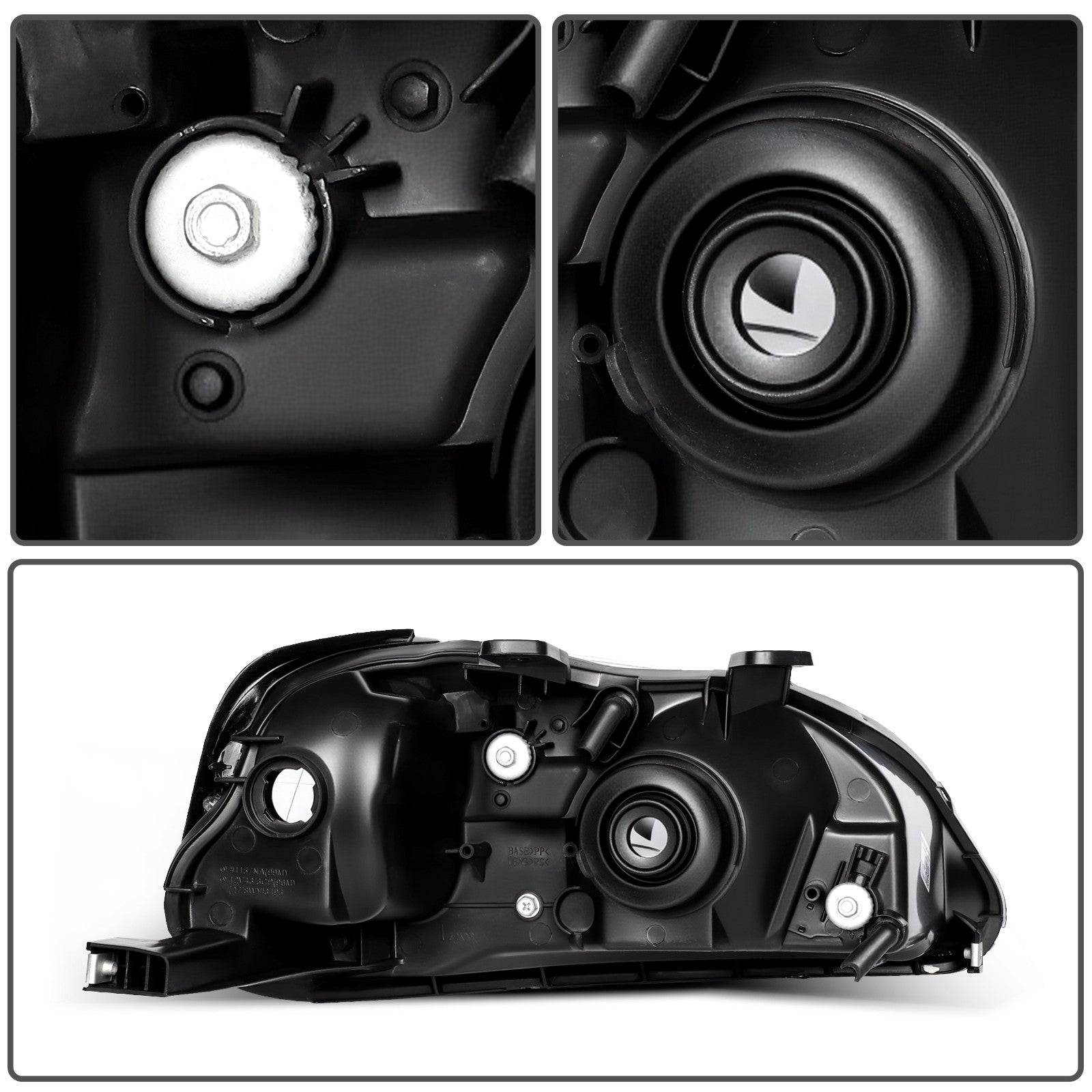 ECCPP Halogen Headlights Assembly For Honda Civic 1.6L 1999-2000 Pair Kit Black 6B93BC-57