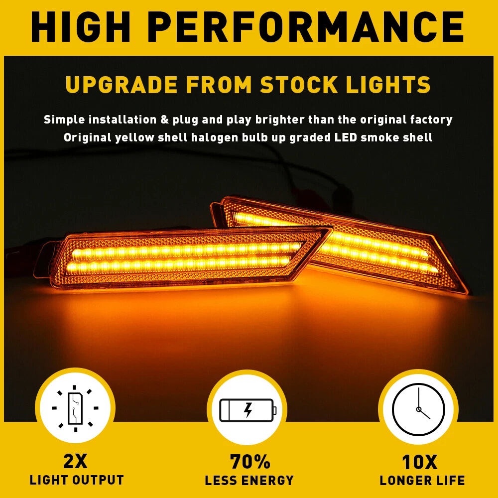 Front Amber LED Side Lights Marker Fender Lamps For Chevrolet 2010-2015 Camaro 6B93BC-57