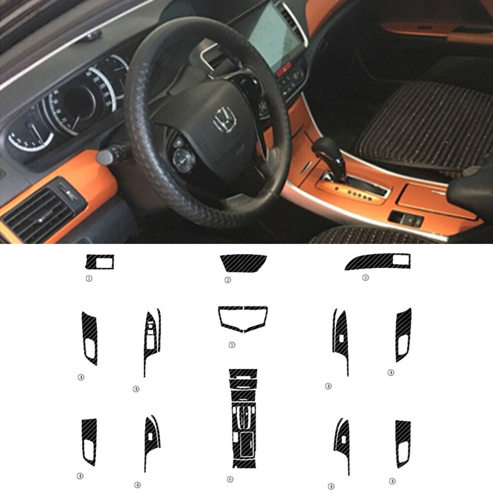 Interior Center Console Carbon Fiber Molding Sticker For Honda Accord 2014-2017