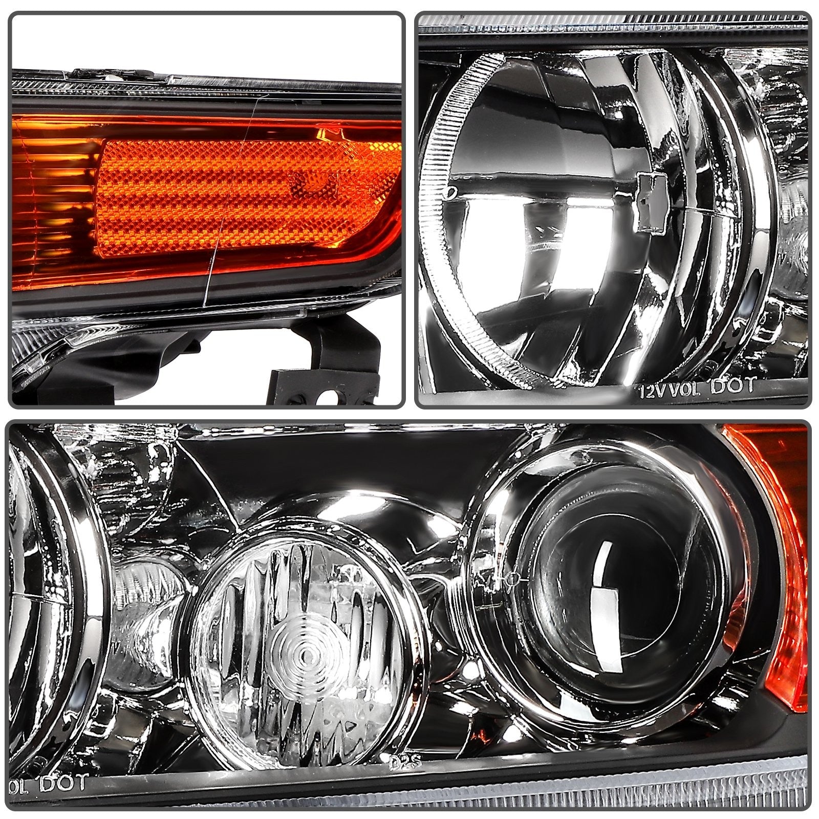ECCPP Headlights Assembly For Acura TSX Base 2.4L 2004-2008 Pair Kit Black Amber 6B93BC-57