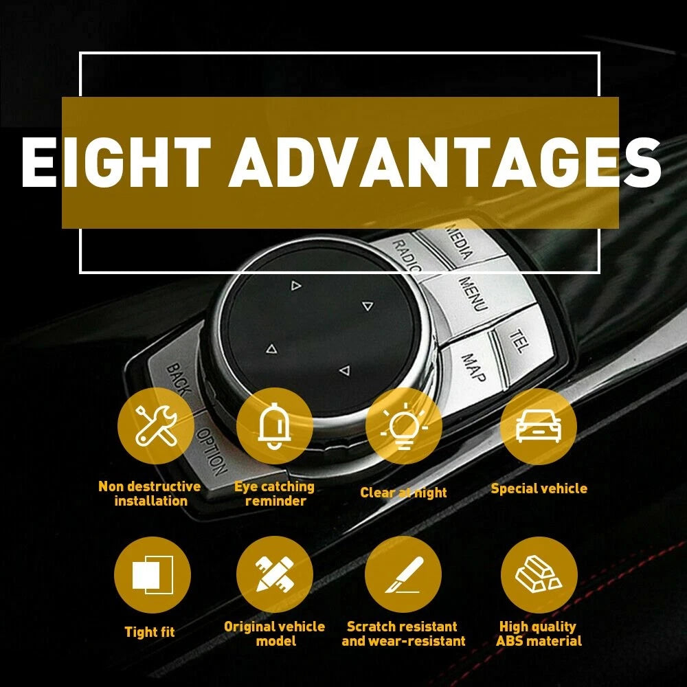 Chrome iDrive Multi Media Button Decor Cover Trim For BMW 3 5 6 Series X5 X6 EOA 6B93BC-57