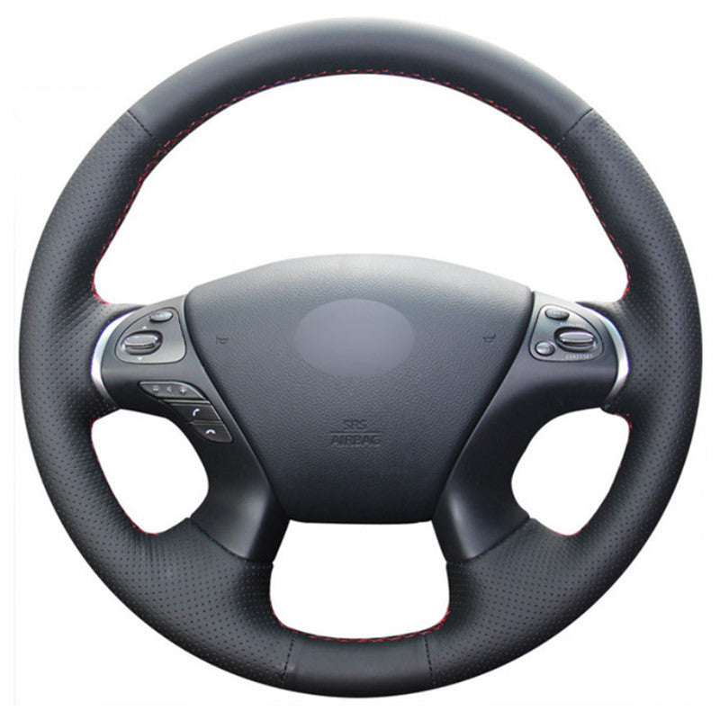 Top Leather Steering Wheel Hand-stitch on Wrap Cover For Infiniti JX35 Q70 QX60